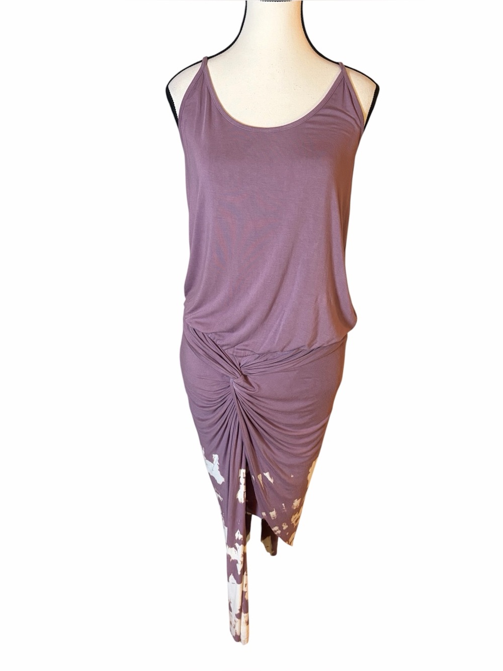 Young Fabulous & Broke Tie Dye Knotted Racerback Midi Dress Purple Mauve Boho M